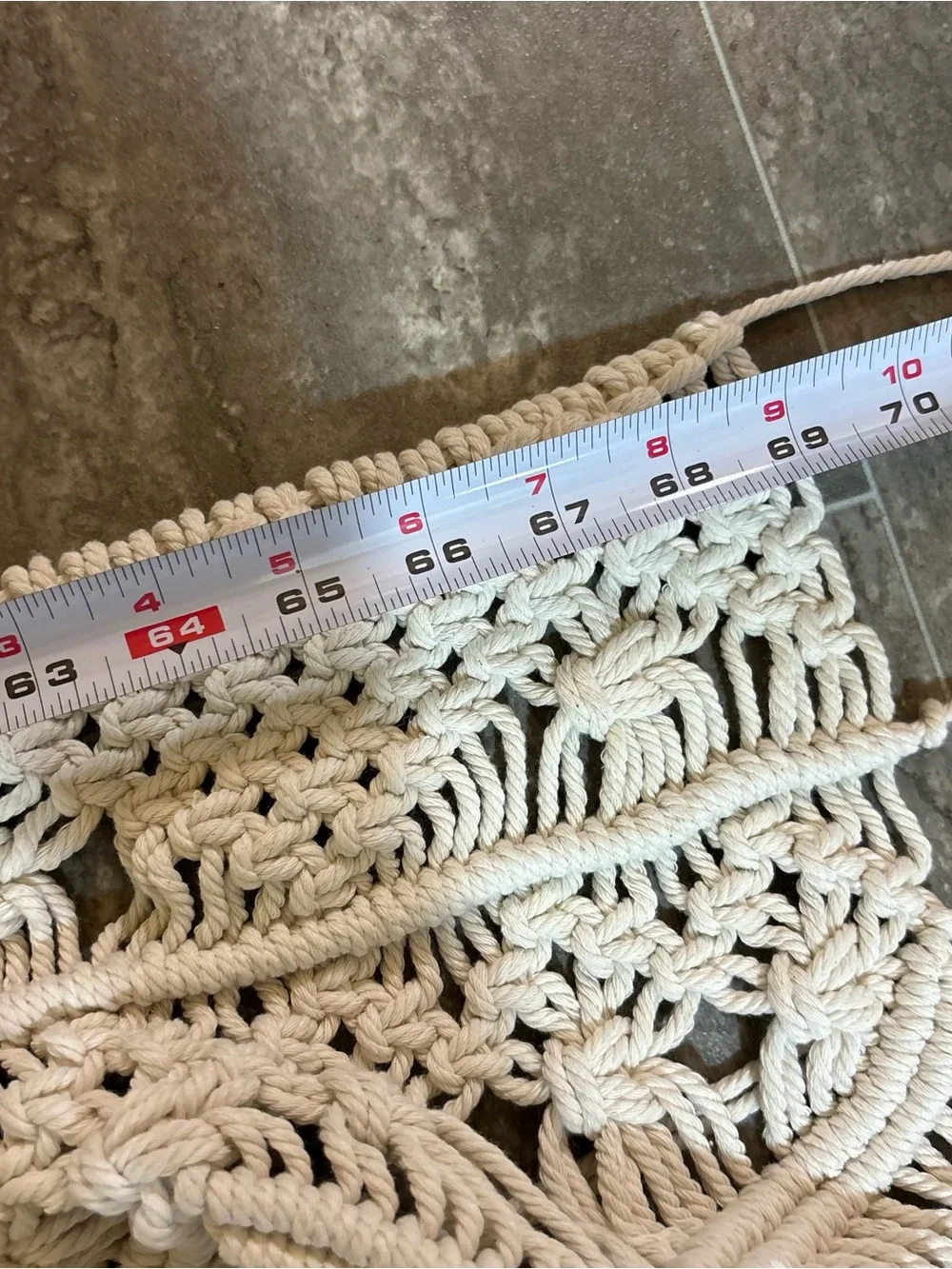 Large Boho Macrame Wall Hanging Fringe Tapestry Natural Cotton 69x29 NWOT